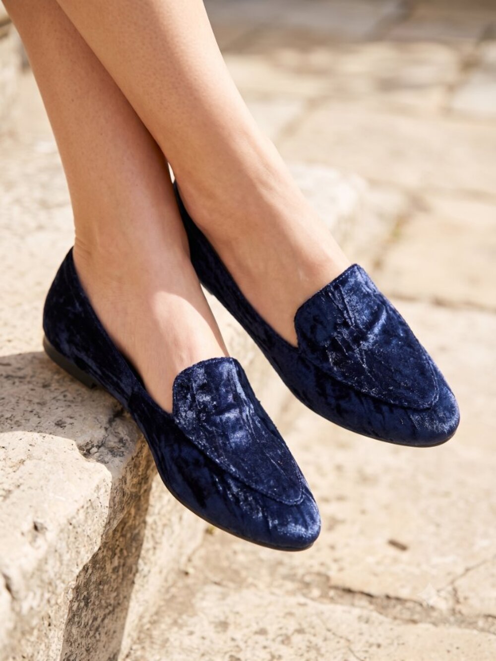 Chocolat Blu Blue Velvet Pointed Toe Flats